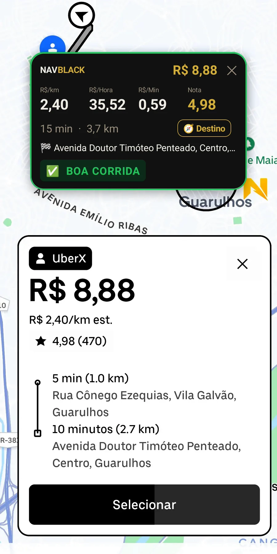 Analise da corrida em tempo real