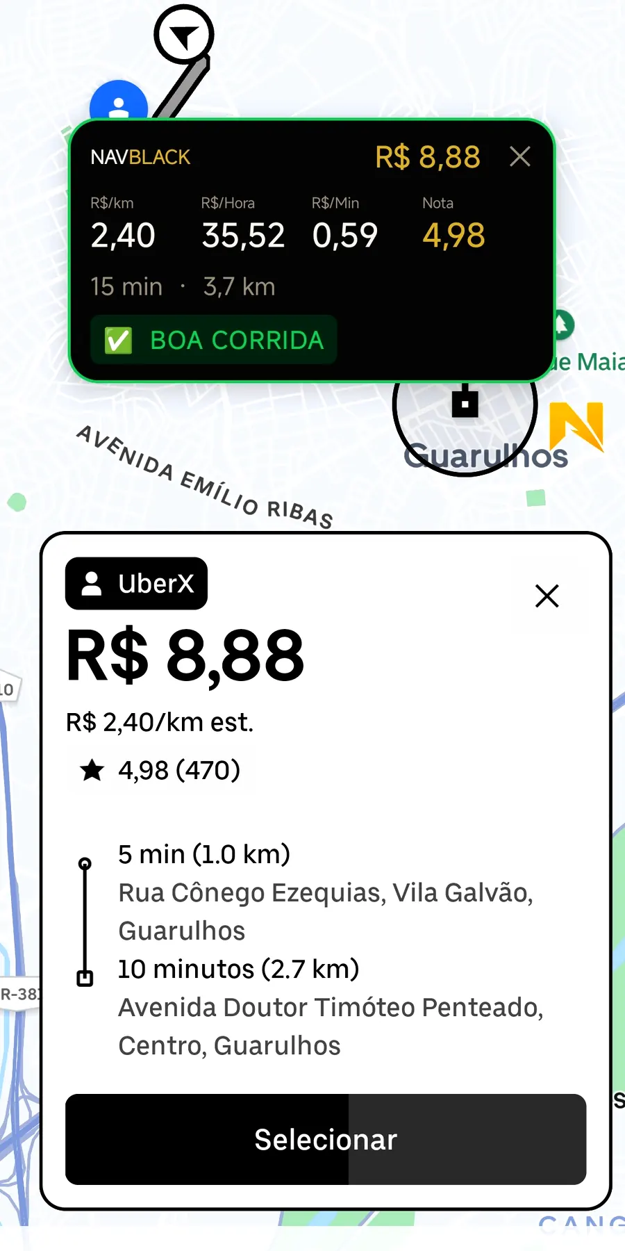 Analise da corrida em tempo real