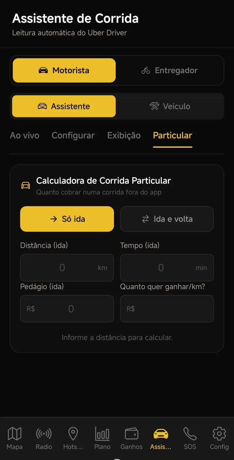 Calculadora de corrida particular